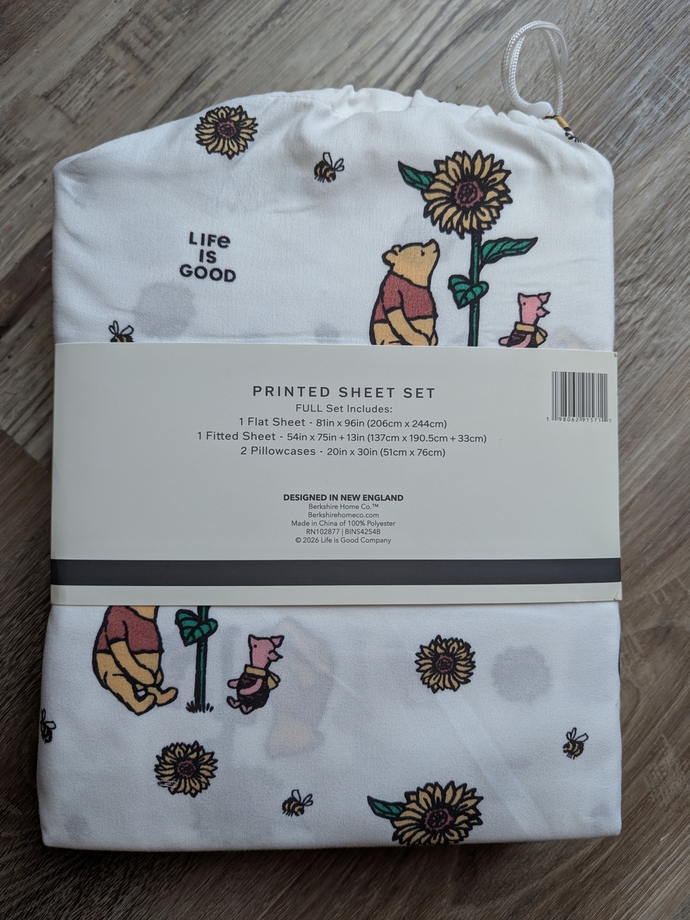 Life is Good Winnie the Pooh White Printed Sheet Set